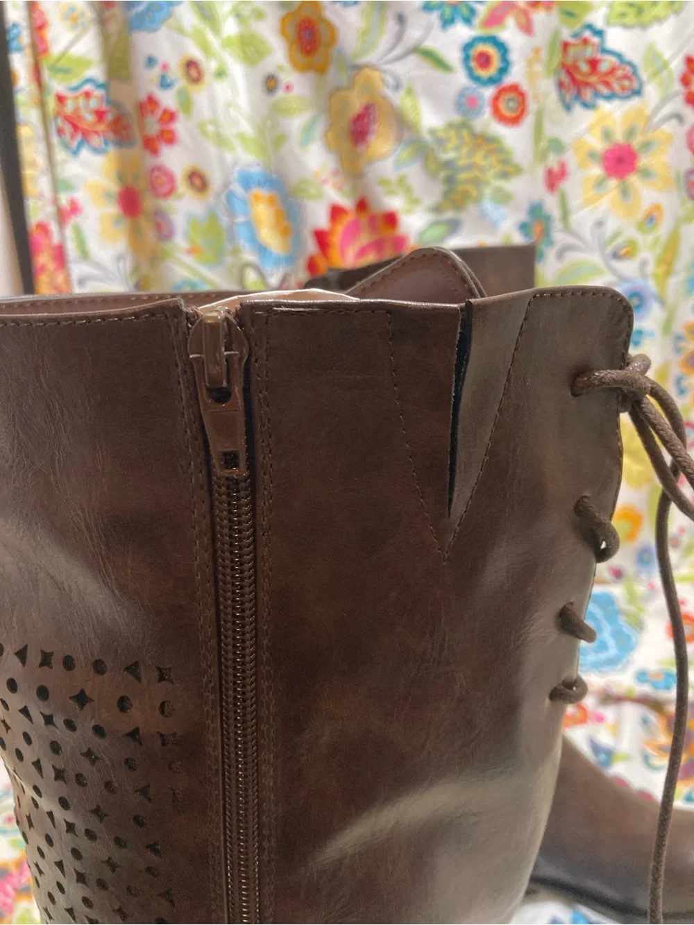 Valenti Franco Brown Barcelona Perforated Knee High Boots Size 7M